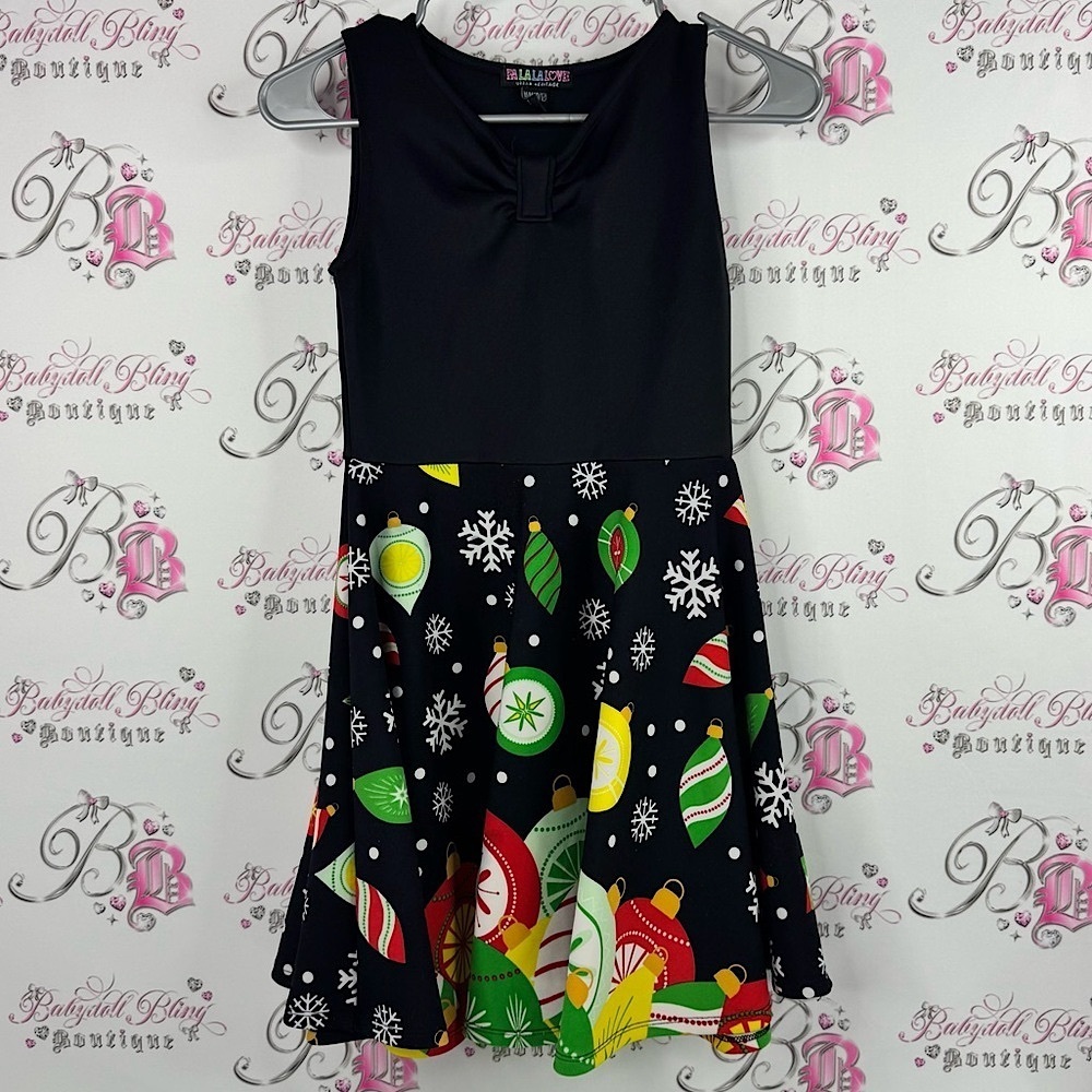 Fa la la la urban heritage Festive Black Dress Christmas dress Ornament Print